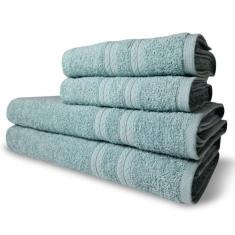 Imagem de Jogo De Toalhas Itália Soft 4 Pçs - 2 Banho E 2 Rosto 430g/m² 100% Algodão Verde Claro