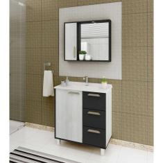 Imagem de Gabinete Saara 80 para banheiro com pés, cuba embutida e espelheira