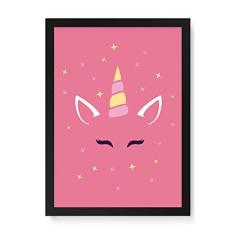 Imagem de Arte Maníacos Quadro Decorativo Unicórinio Rosto  - 23x16,25cm (Moldura caixa em laca )