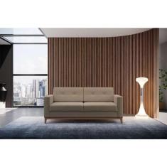 Imagem de Sofá 2 Lugares Living Pés E Base Em Madeira Linho Cotton Bege - Mobly