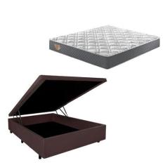 Imagem de Cama Box Baú Casal Reforçado + Colchão Mola Ensacada Ecoflex - Cama In