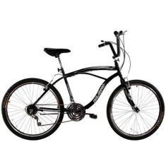 Imagem de Bicicleta aro 26 Masculina Beach 18 Marchas Comfort Preta - Dalannio