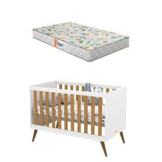 Imagem de Berço Americano Retro Gold Branco Freijó Eco Wood Com Colchão Gazin - Matic