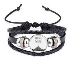 Imagem de DIYthinker Pulseira Believe Impossible preta e branca com citação de couro trançado