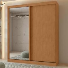 Imagem de Guarda-roupa Casal 2 Portas 2 Gavetas Zeine com espelho Amêndoa Clean/off White/amêndoa Clean