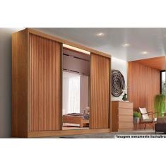 Imagem de Guarda Roupa Casal 3 Portas de Correr e 8 Gavetas c/ Espelho Natus/Duna Cumaru Ripado 3D - Novo Horizonte