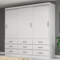 Imagem de Guarda-Roupa Casal Isabela 3 Portas 9 Gavetas Branco - Evidência Móveis