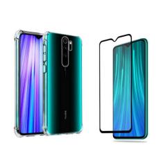 Imagem de Capa Case Anti Shock Anti Impacto + Película Vidro 3D 9D Xiaomi Redmi Note 8 Pro Bordas Reforçadas (Não serve no Redmi Note 8)