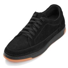 Imagem de CALTO Tênis masculino invisível que aumenta a altura – Tênis moderno de couro premium com cadarço – 6 cm mais alto, Sola de camurça Noir/preta e goma, 37