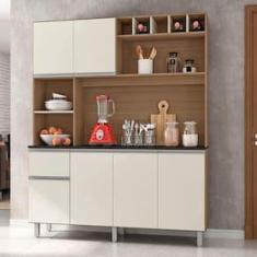 Imagem de Cozinha Compacta Poliman Alice com 6 Portas, 1 Gaveta e 2 Prateleiras - 160cm de largura