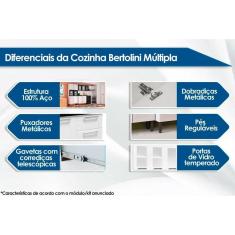 Imagem de Kit de Cozinha Completa 3 Peças Múltipla (2 Armários + 1 Paneleiro) CPT96 Branco - Bertolini