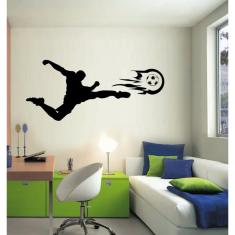 Imagem de Adesivo Decorativo de Parede Jogando Futebol Jogador Chutando para quarto infantil