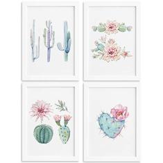 Imagem de Quadros Cactos Com Moldura  Kit 4un 33x43cm