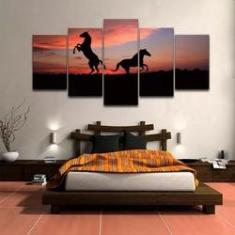 Imagem de Quadro 3 Cavalos 63x130mt 5 peças em Tecido