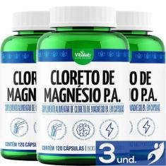 Imagem de Kit 3 Cloreto De Magnésio Pa Vitalab 500Mg 120 Cápsulas