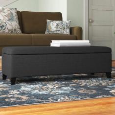 Imagem de Recamier Bau Veneza 1,20M Suede Azul Marinho - Clique Decor