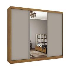 Imagem de Guarda Roupa Casal Com Espelho 3 Portas Milão Tcil Móveis Cinamomo/Off White