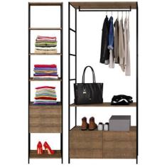 Imagem de Quarto Modulado Compacto 2 Módulos Estilo Industrial Steel Quadra Verm