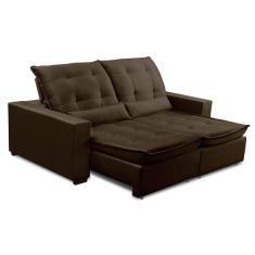 Imagem de Sofa Retratil Reclinavel 2 Lugares 2,80m Atlantis Veludo Marrom Lansofbr