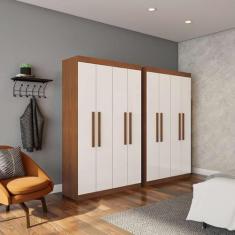 Imagem de Guarda-Roupa Solteiro Mônica 4 Pt Imbuia E Off White - Mobly