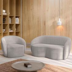 Imagem de Conjunto 1 Sofá Living 160cm e 1 Poltrona Decorativa Sala de Estar Íbi