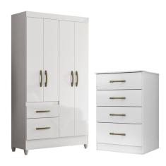 Imagem de Kit Guarda Roupa Solteiro Madri e Cômoda MS