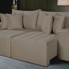 Imagem de Sofá Living Retrátil com Molas 210 Cm Veludo Veneza Bege Castor