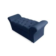 Imagem de Recamier Calçadeira Baú Veneza Solteiro 90 Cm Suede Azul Marinho Dl De