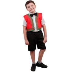 Imagem de Fantasia De Italiano Infantil Shorts Camisa Colete E Gravata - LEGSS, 