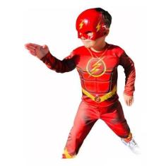 Imagem de Fantasia Infantil Do Flash Longa Com Enchimento e Máscara - RR Store, 
