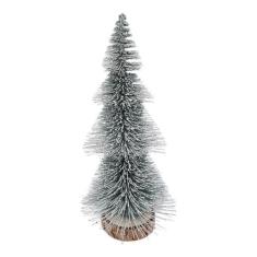 Imagem de Árvore de Natal em miniatura, pinheiro artificial em camadas com base de madeira, enfeite de árvore de Natal fosco para decoração de mesa de Natal, festas de fim de ano, decoração de mesa