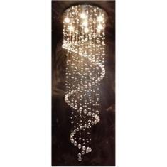 Imagem de Lustre De Cristal Legítimo Espiral Com 1,90 Metros De Altura Base Inox Polido Com 50CM De Diâmetro