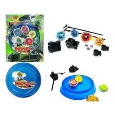 Imagem de Kit 4 Beyblade Metal Led Peão Tornado Com Arena 2 Lançador