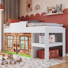 Imagem de Cama Infantil Com Protetor E Cortina 90 Imaginação Branco