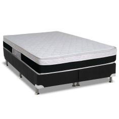 Imagem de Cama Box Queen: Colchão Molas Ensacadas Luckspuma Masterpocket Roma + Base Crc Suede Black(158X198)