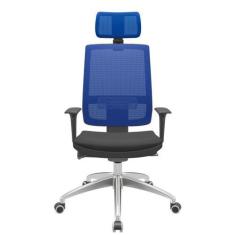 Imagem de Cadeira Office Brizza Tela Azul Com Encosto Assento Aero Preto Autocom