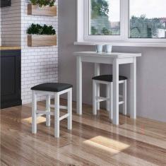 Imagem de Conjunto Mesa para Sala de Jantar Dobrável com 4 Banquetas Branco