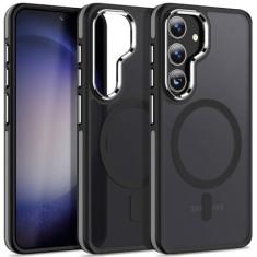 Imagem de MAELWOLF Capa magnética projetada para Samsung Galaxy S24 de 6,2 polegadas compatível com MagSafe, borda antiderrapante testada contra quedas de grau militar, capa protetora translúcida para Samsung