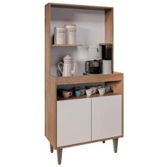 Imagem de Armário de Cozinha 2 Portas Cantinho do Café 70cm Bella M24 Freijó/Branco - Mpozenato