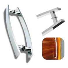 Imagem de Puxador Barra Chata Curvo 80Cm Inox Pol Porta Mad Vidro Alum