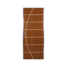 Imagem de Kit Porta de Madeira Decorada 212x95cm com Batente de Aluminio 3,6cm Neblina MGM Mogno