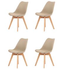 Imagem de Kit 4 Cadeiras Jantar Eames Wood Leda Design Estofada Fendi