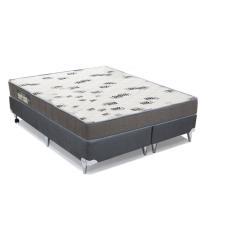 Imagem de Cama Box Queen: Colchão Espuma Ortobom D33 Light + Base Crc Camurça Gray(158X198)