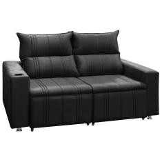 Imagem de Sofá Retrátil E Reclinável Madri 2l. 160cm C/molas - Veludo Preto