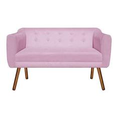Imagem de Sofá Retrô Namoradeira Julia 2 Lugares Suede Rosa Bebê - D'Rossi