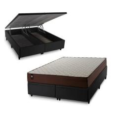 Imagem de Conjunto Box Baú Atlanta Marrom 193x203x69 Espuma D45 - King House