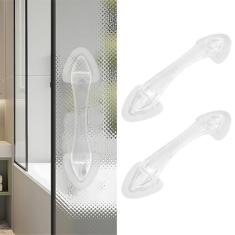 Imagem de CcHhyyt Puxador adesivo de acrílico para porta deslizante maçaneta adesiva de chuveiro maçaneta de acrílico sem broca para armário de medicamentos gaveta puxar tela porta varanda (pacote com 4,