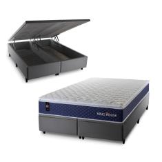 Imagem de Conjunto Box Baú Lagras Azul 158x198x73 c/ Molas Ensacadas