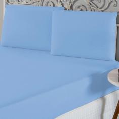 Imagem de Jogo De Lençol Queen Malha 100% Algodão 3 Peças Cor Azul Bebe