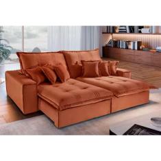 Imagem de Sofá Luxo Halley Retrátil E Reclinável 2,00 M Com Almofadas Marrom